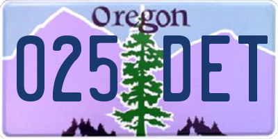 OR license plate 025DET