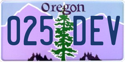 OR license plate 025DEV