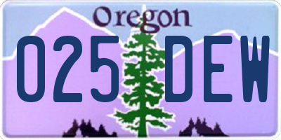 OR license plate 025DEW