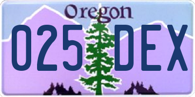 OR license plate 025DEX
