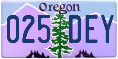 OR license plate 025DEY
