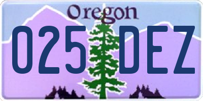 OR license plate 025DEZ
