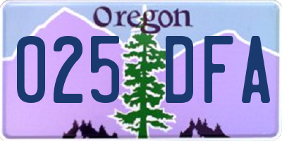 OR license plate 025DFA