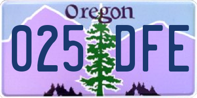 OR license plate 025DFE