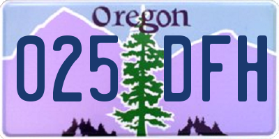 OR license plate 025DFH