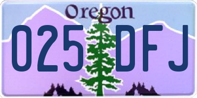 OR license plate 025DFJ