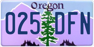 OR license plate 025DFN