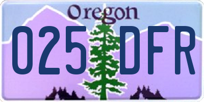 OR license plate 025DFR