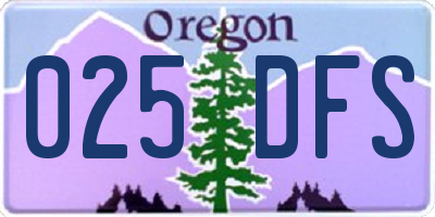 OR license plate 025DFS