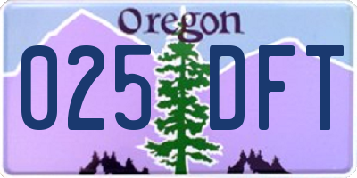 OR license plate 025DFT