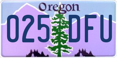 OR license plate 025DFU