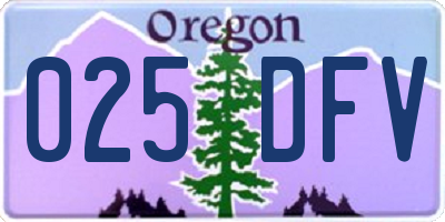 OR license plate 025DFV