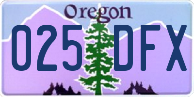 OR license plate 025DFX
