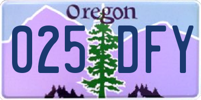 OR license plate 025DFY