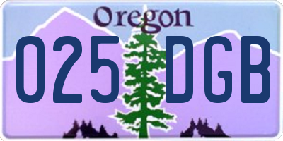 OR license plate 025DGB
