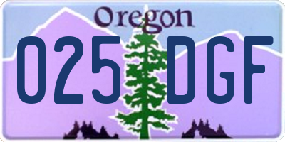 OR license plate 025DGF