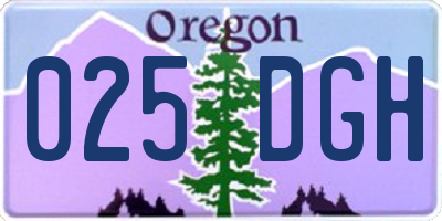 OR license plate 025DGH