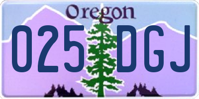 OR license plate 025DGJ