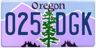 OR license plate 025DGK