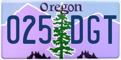 OR license plate 025DGT