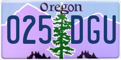 OR license plate 025DGU