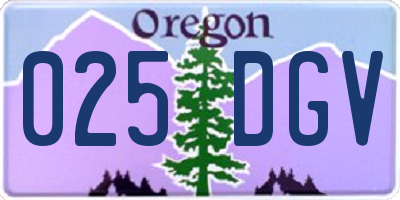 OR license plate 025DGV