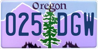OR license plate 025DGW