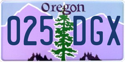 OR license plate 025DGX