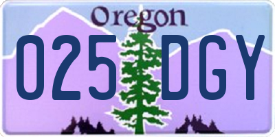 OR license plate 025DGY