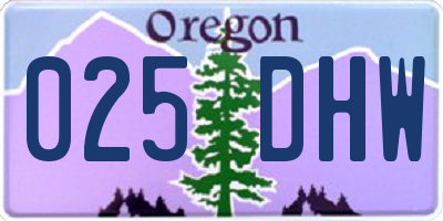 OR license plate 025DHW