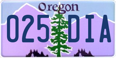 OR license plate 025DIA