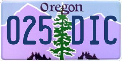 OR license plate 025DIC