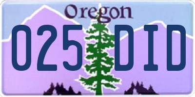OR license plate 025DID