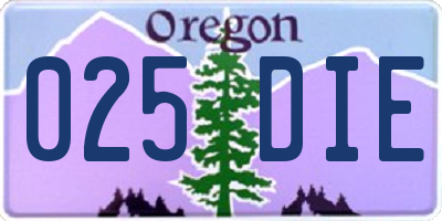 OR license plate 025DIE