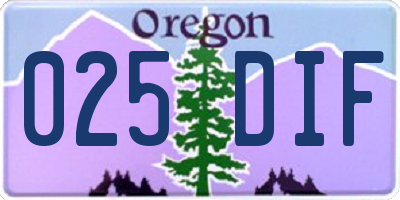 OR license plate 025DIF