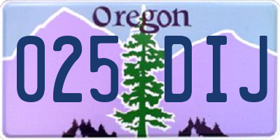 OR license plate 025DIJ