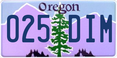 OR license plate 025DIM