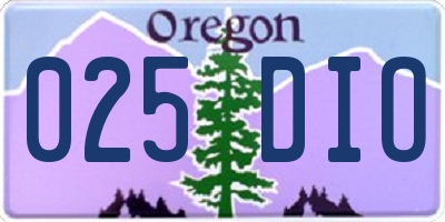 OR license plate 025DIO