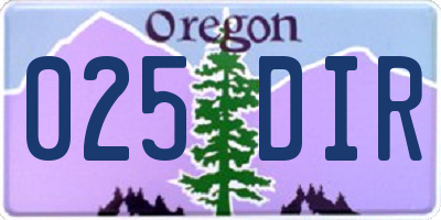 OR license plate 025DIR