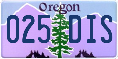 OR license plate 025DIS