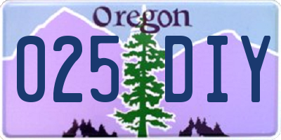 OR license plate 025DIY