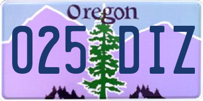 OR license plate 025DIZ