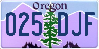 OR license plate 025DJF