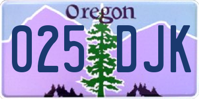 OR license plate 025DJK