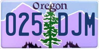 OR license plate 025DJM