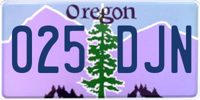 OR license plate 025DJN