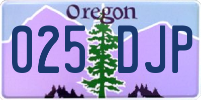 OR license plate 025DJP