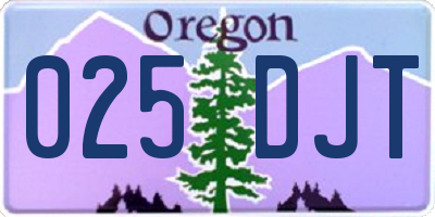 OR license plate 025DJT