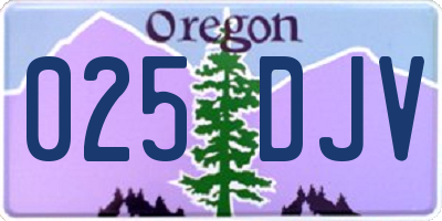 OR license plate 025DJV