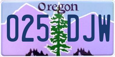 OR license plate 025DJW